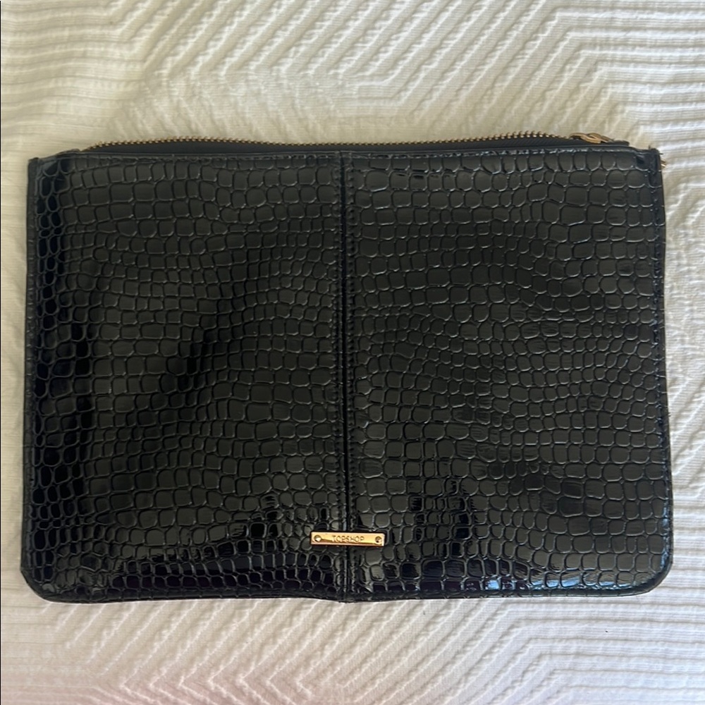 Topshop black crocodile embossed clutch - Picture 10 of 11